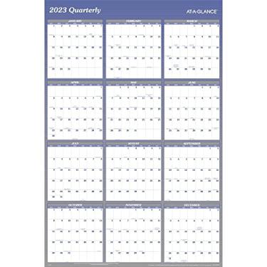 Imagem de AT-A-GLANCE Calendário de parede 2023, planejador de parede mensal apagável a seco, 12 meses, 122 cm x 81 cm, jumbo, vertical/horizontal, reversível, azul (A1152)