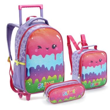 Imagem de Kit Escolar Mochila + Lancheira + Estojo Slime - Seanite