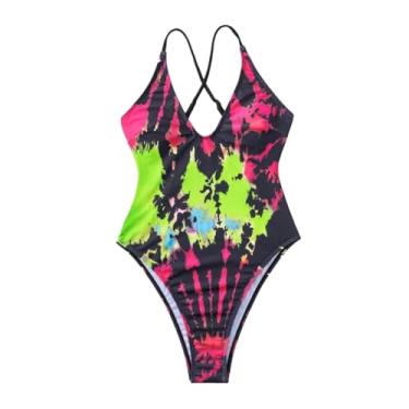 Imagem de lanema Maiô feminino com controle de barriga, maiô de corte alto para mulheres tie dye frente única