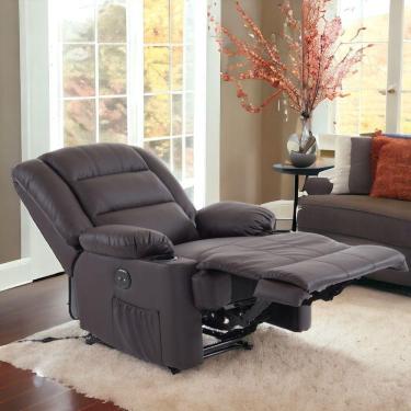 Imagem de Poltrona do Papai Reclinavel Elétrica Corino Premium Marrom