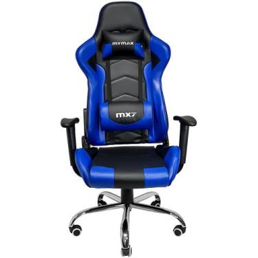 Imagem de Cadeira Gamer Mx7 Giratoria Preto E Azul Mymax