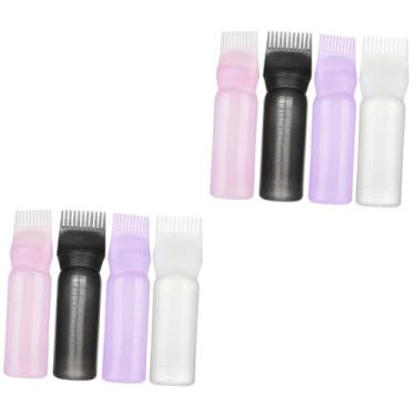 Imagem de FRCOLOR 8 Peças frasco de shampoo para salão de cabeleireiro aplicador de cor de pente de plástico frascos aplicadores de coloração de cabelo profissional pintar garrafas garrafa de raiz