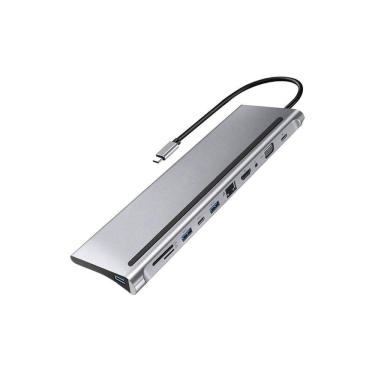 Imagem de Adaptador USB tipo C 11 em 1, docking station, alumínio, 5 cm de altura