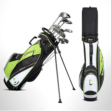 Imagem de LuusMm Bolsa leve para suporte de golfe, camiseta de golfe masculina e feminina, bolsa de pé, 14 compartimentos para putter / bolsos de armazenamento/alças duplas de ombro, E