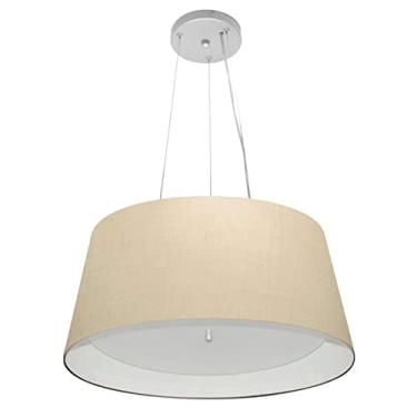 Imagem de Lustre Pendente Cone Cúpula Duplo Tecido 25/50x40, Vivare Iluminação, Pendente4144 LABR, Algodão Cru/Branco, Médio