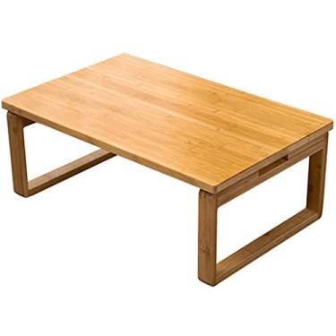 Imagem de Mesa de janela flutuante tatami dobrável mesa de centro pequena mesa de cabeceira baixa quarto comer sobremesa (cor: marrom1, tamanho: 80 * 50 * 31 cm) (amarelo 1 60 * 40 * 26 cm)