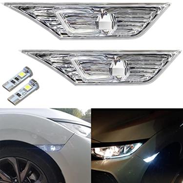 Imagem de NJSBYL Marcador lateral Civic para Honda Civic Sedan Coupe Hatchback 2016 2017 2018 2019 2020 2021 2022 Kits de luzes de seta de sinalização lateral (lente clara marcador lateral OEM)