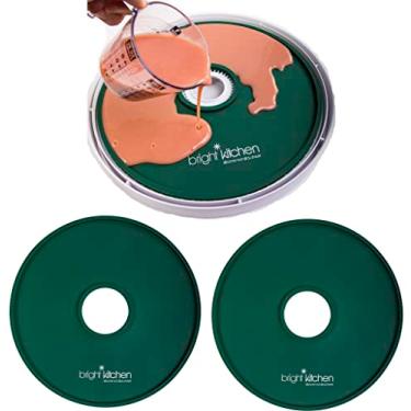 Imagem de 2 folhas de desidratador de silicone de couro de frutas com bordas compatíveis com desidratadores redondos Presto molde labial não tóxico para segurar massa líquida círculo reutilizável flexível sem grudar 29 cm (2 folhas de bordas)