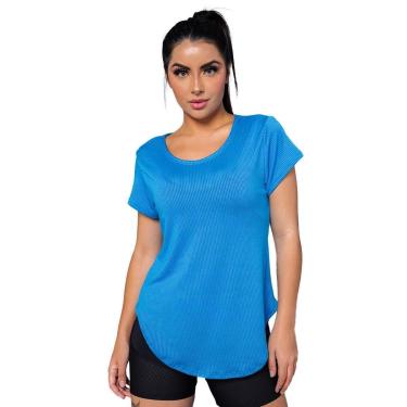 Imagem de Camiseta Fitness Feminina Para Academia Gola Redonda Microfuros Ideal Para Esportes Donna Martins-Feminino