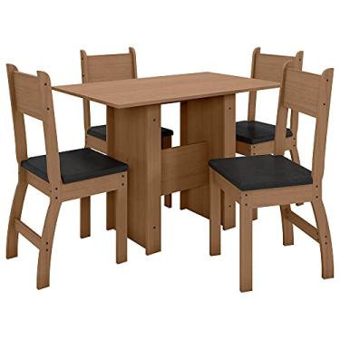 Imagem de Conjunto de Mesa e 4 Cadeiras para Sala de Jantar Milano Fosco-poliman - Carvalho/Preto