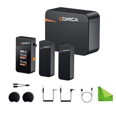 Imagem de Comica Vimo C3 Sistema de microfone sem fio de lapela com estojo de carregamento, transmissor duplo e 1 microfone de lapela receptor para entrevistas, transmissão ao vivo e vlogging