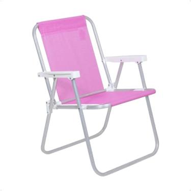 Imagem de Cadeira de Praia Alta Lazy em Alumínio Rosa Bel