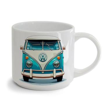 Imagem de Xícara Bucks Porcelana 450ML kombi frente azul e branca