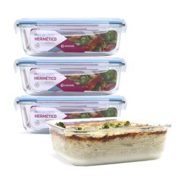 Imagem de Conjunto 4 Potes Vidro Herméticos Marmita Mantimentos 1520ml (Azul)