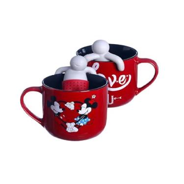 Imagem de Caneca Cerâmica com Infusor Mickey e Minnie - Disney - 350ml