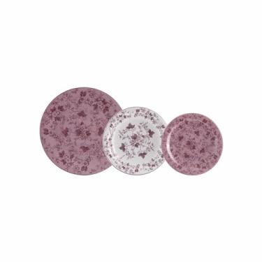 Imagem de Serviço de Baixela 18 Peças em Porcelana, Modelo Redondo Voyage Coup, Coleção Lavanda, Schmidt Estilo, Porcelana Schmidt