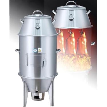 Imagem de Fogão de forno de pato assado a carvão, churrasqueira de 2 camadas, peru assado com destacável e ganchos para pato, frango, carne, milho, batata, cozimento