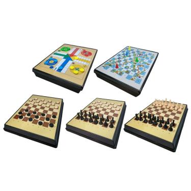 Imagem de Tabuleiro 5 Em 1: Damas, Xadrez, Ludo E Mais Diversão Total