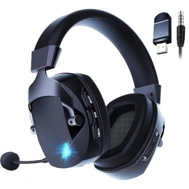 Imagem de Headset Gamer, Fone Gamer GIZNIC BL100PRO, Fone de Ouvido Sem Fio Para Jogos, Conexão Sem Fio 2.4G, Bluetooth e Com Fio, Microfone Destacável, Design Leve e Confortável (Preto)