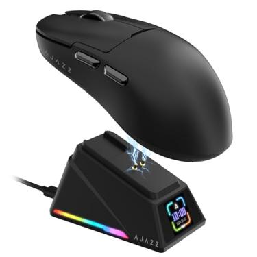 Imagem de Yindiao Mouse para jogos sem fio AJAZZ AJ159 APEX com base de carregamento magnética, mouse leve com fio BT/2.4G/USB-C de 56 g, sensor óptico PAW3950APEX 42K DPI, botões programáveis para PC/Mac/Win