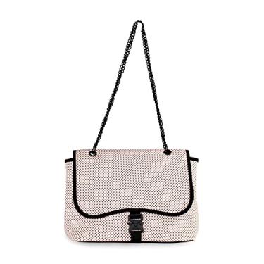 Imagem de POPUPS Bolsa tiracolo com aba da marca - Neoprene, alças ajustáveis, resistente à água, lavável na máquina, bolsa de ombro feminina, Rosa bonito, Bolsa transversal com aba