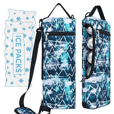 Imagem de Bolsa térmica de golfe mais bolsa de gelo – refrigerador isolado de lado macio comporta 6 latas ou 2 garrafas de vinho - manga de cerveja camuflada cinza cabe discretamente em sacos de golfe - preta