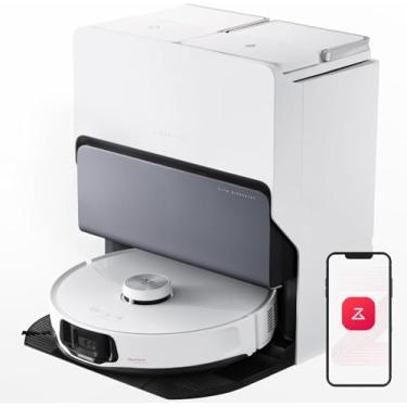 Imagem de Robô aspirador/passa pano sônico Roborock S8 MaxV Ultra, sucção 10000Pa, limpeza dos cantos, autosecagem ar quente, esvazia/reabastece automat., dispensador de detergente, desvio de obstáculos, branco