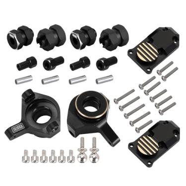 Imagem de INJORA RC Brass Upgrades Diff Cover, Steering Knuckle and RC Hex Extension kit for Axial SCX24 AXI90081 Upgrades Parts 1/24 RC Crawler Car Accessories,Black