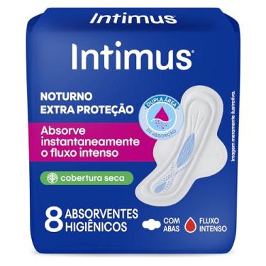 Imagem de Intimus Absorvente Externo, Noturno Cobertura Seca com Abas, 8 unidades, Branco