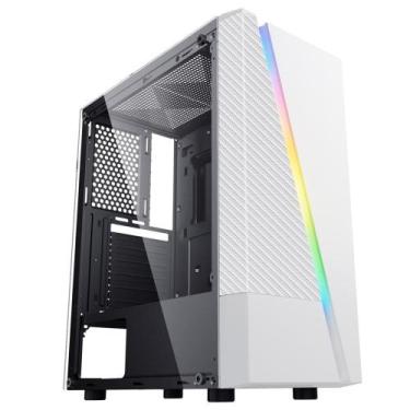 Imagem de Gabinete Gamer, Branco, Frontal Led RGB, Vidro Temperado, Frost Storm,