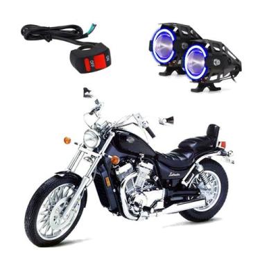 Imagem de Par Farol de Milha Angel Eye U7 Azul para Moto Suzuki Intruder VS 800 