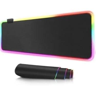 Imagem de Mouse pad gamer com iluminação led rgb 7 cores 80 x 30 preto - 01261 -