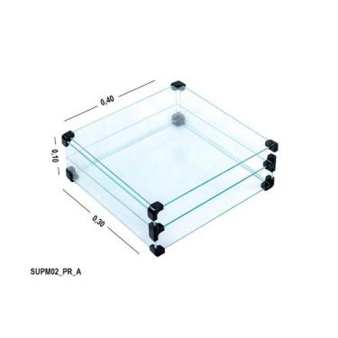 Imagem de Suporte de Vidro P/ Monitor - C/ Conectivo Preto - 0,40 x 0,10 x 0,30m