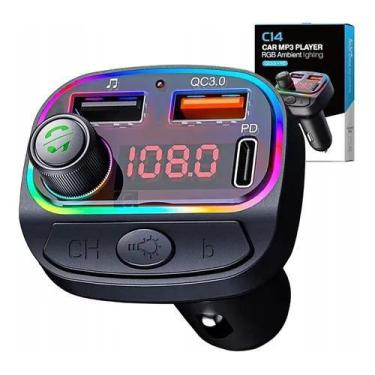 Imagem de Adaptador Bluetooth Mp3 Carro Transmissor Fm Carregador Usb - Rhos