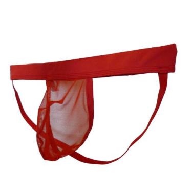 Imagem de Cueca Jockstrap Bojo Frontal Grande Transparente Vermelho Sexlord