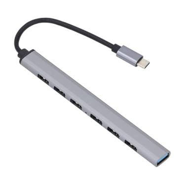 Imagem de Hub USB 3.0, Dock USB Tipo C de Liga de Alumínio 7 Em 1 Com Transmissão Rápida, Com 1 Porta USB 3.0 e 6 Portas USB 2.0, Extensor USB, para Computadores, Telefones, Tablets