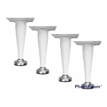 Imagem de 4 Pe Branco Regulável  Para Móvel Cônico 15cm, Com Parafuso - comercia
