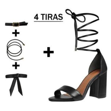Imagem de Sandália Troca Tira Salto Alto Grosso Luiza Sobreira Preta-Feminino