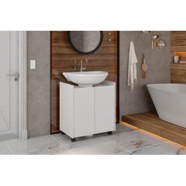 Imagem de Gabinete Armário de Banheiro Pia de Coluna Eccos Branco - Rede Móveis