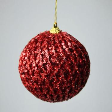 Imagem de Bola de Natal Tranças Vermelha 10cm - Caixa com 3 Unid  Formosinha - T