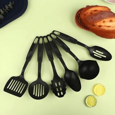 Imagem de Utensílios De Cozinha Preto Kit De Colher De Plástico Conjunto De Uten