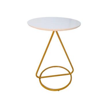 Imagem de Mesa De Centro Lateral Maria Base de Aço Industrial Moderna - DTH