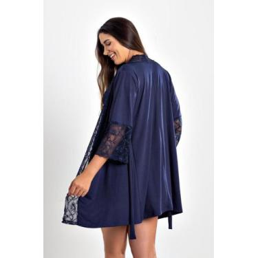 Imagem de Kit desejo camisola sexy e robe luxo - Roupa de dormir
