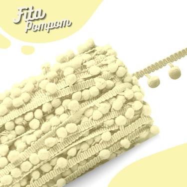 Imagem de Fita Pompom Amarelo Bebê 30mm Rolo Com 25 Metros - Nybc