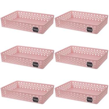 Imagem de Kit 6 Cesto Organizador Rattan Multiuso Armário Gaveta Lavanderia G (3
