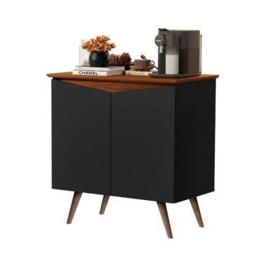 Imagem de Buffet aparador Enc. fechado 2 Portas close retrô cor Preto fosco com 