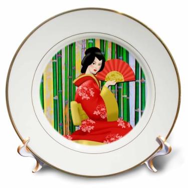 Imagem de 3dRose Pratos de jantar para fãs de guarda-chuva com fundo despojado e guarda-chuva, 20 cm, transparente