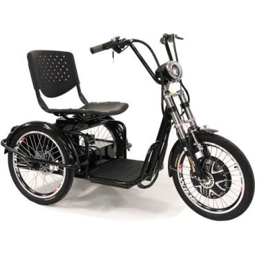 Imagem de Triciclo Elétrico 800W Freio a Disco com Ré Farol e Alarme Fox Preto -