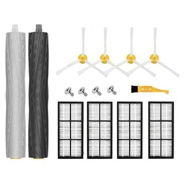 Imagem de Peças de reposição compatíveis com iRobot Roomba 900 800 Series 960 980 981 985 860 805 870 871 880 890 Acessórios de vácuo, 4 filtros, 4 escovas laterais, 1 escova de borracha extrator de detritos