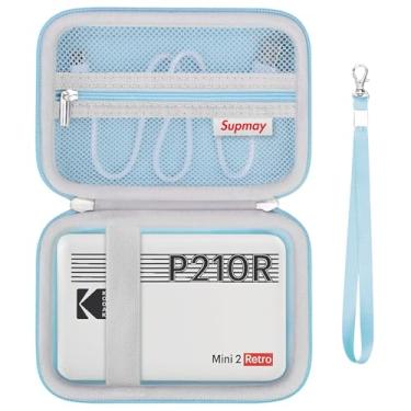 Imagem de Supmay Capa rígida para impressora fotográfica portátil Kodak Mini 2 Retro 4PASS, suporte de armazenamento de viagem para impressora instantânea com bolso de malha com zíper para cabo USB e outros